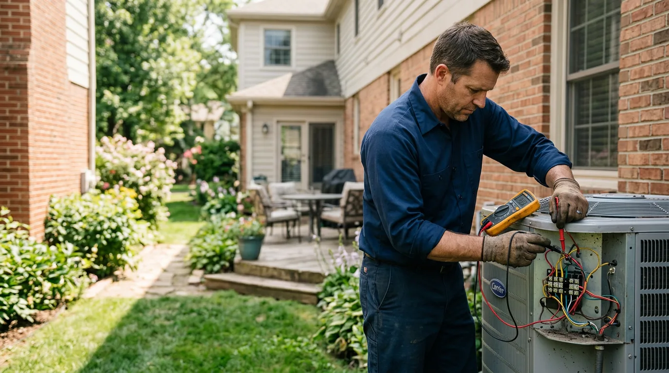 HVAC technician working in a home in Virginia
